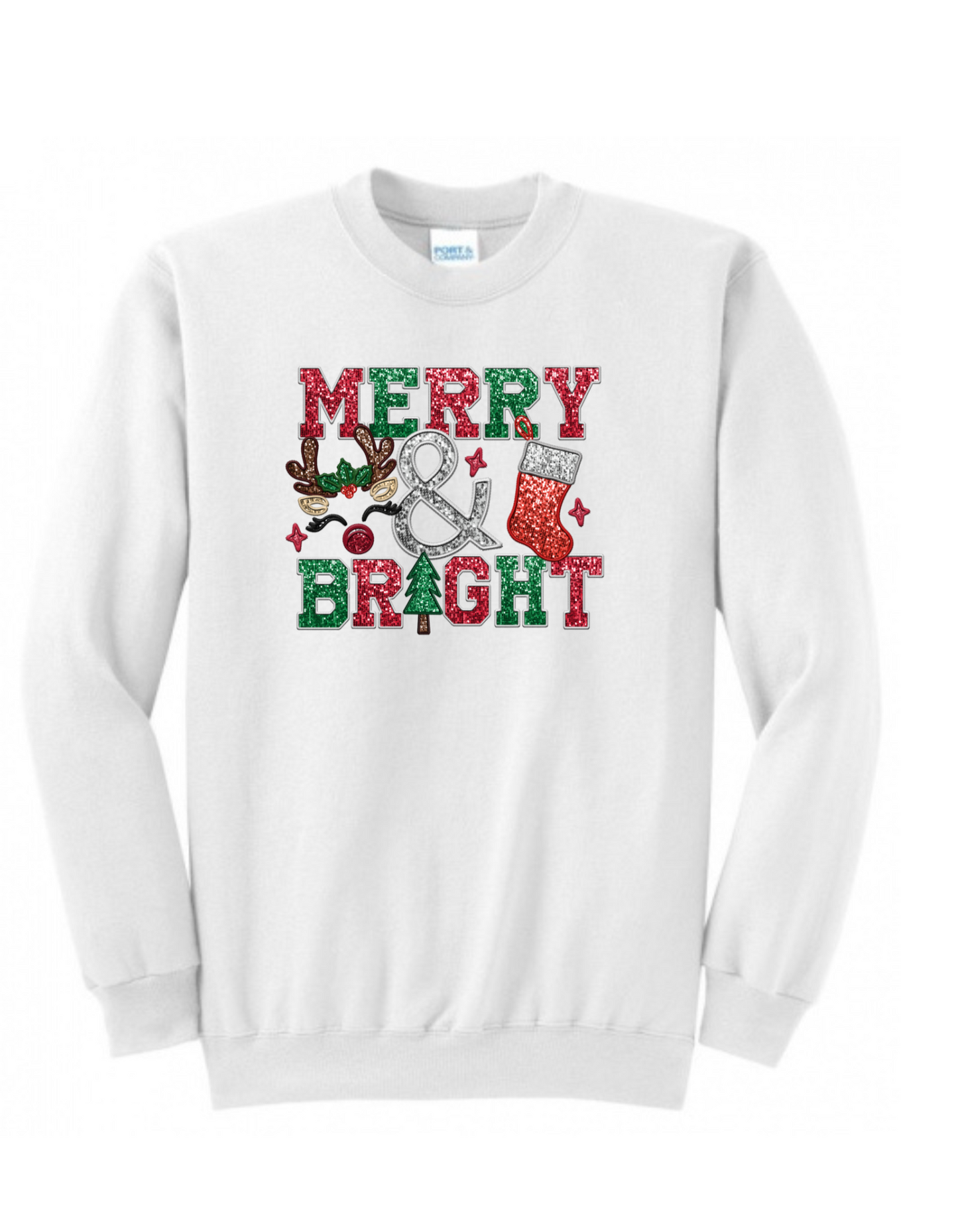 Faux Sequin Merry and Bright