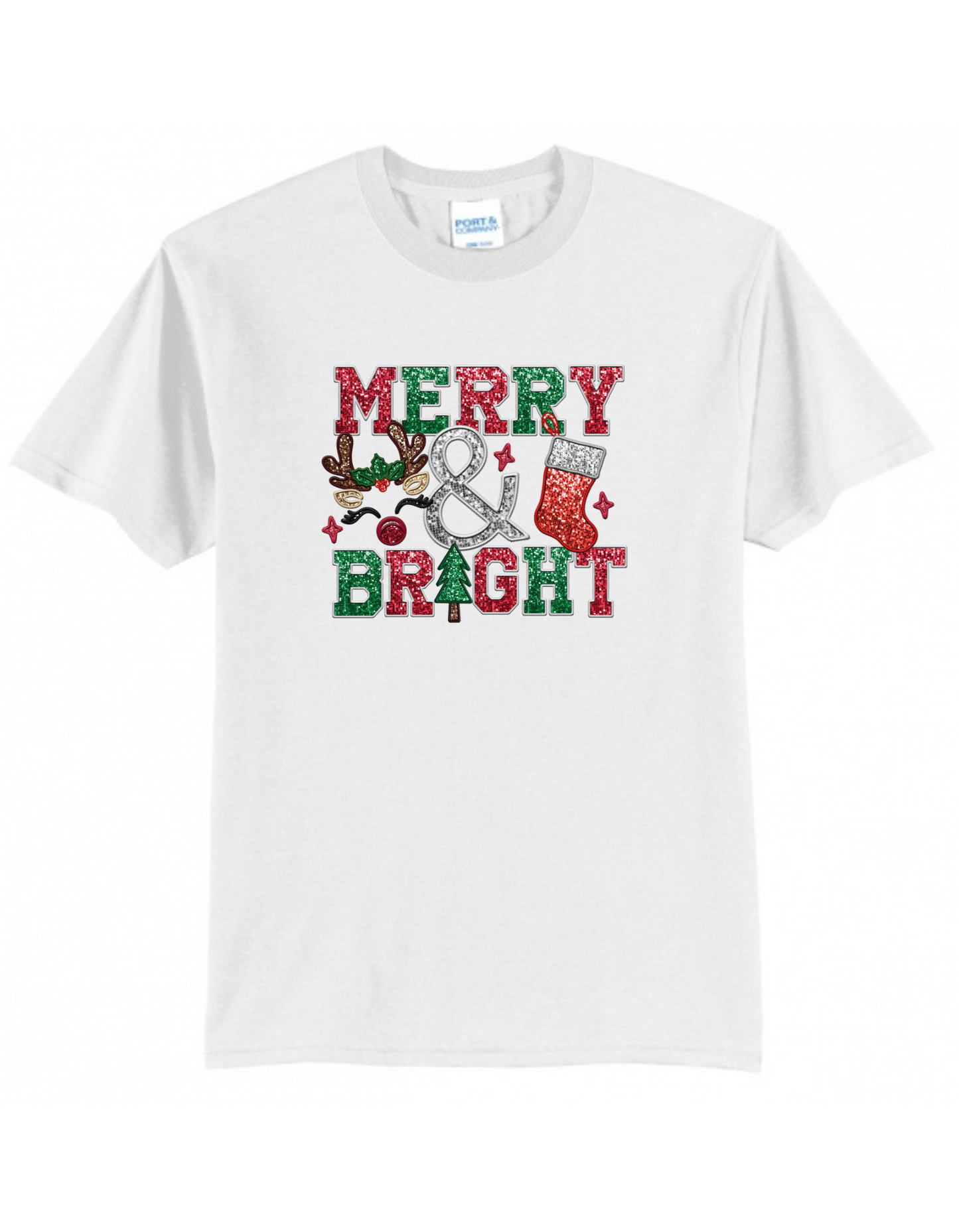 Faux Sequin Merry and Bright