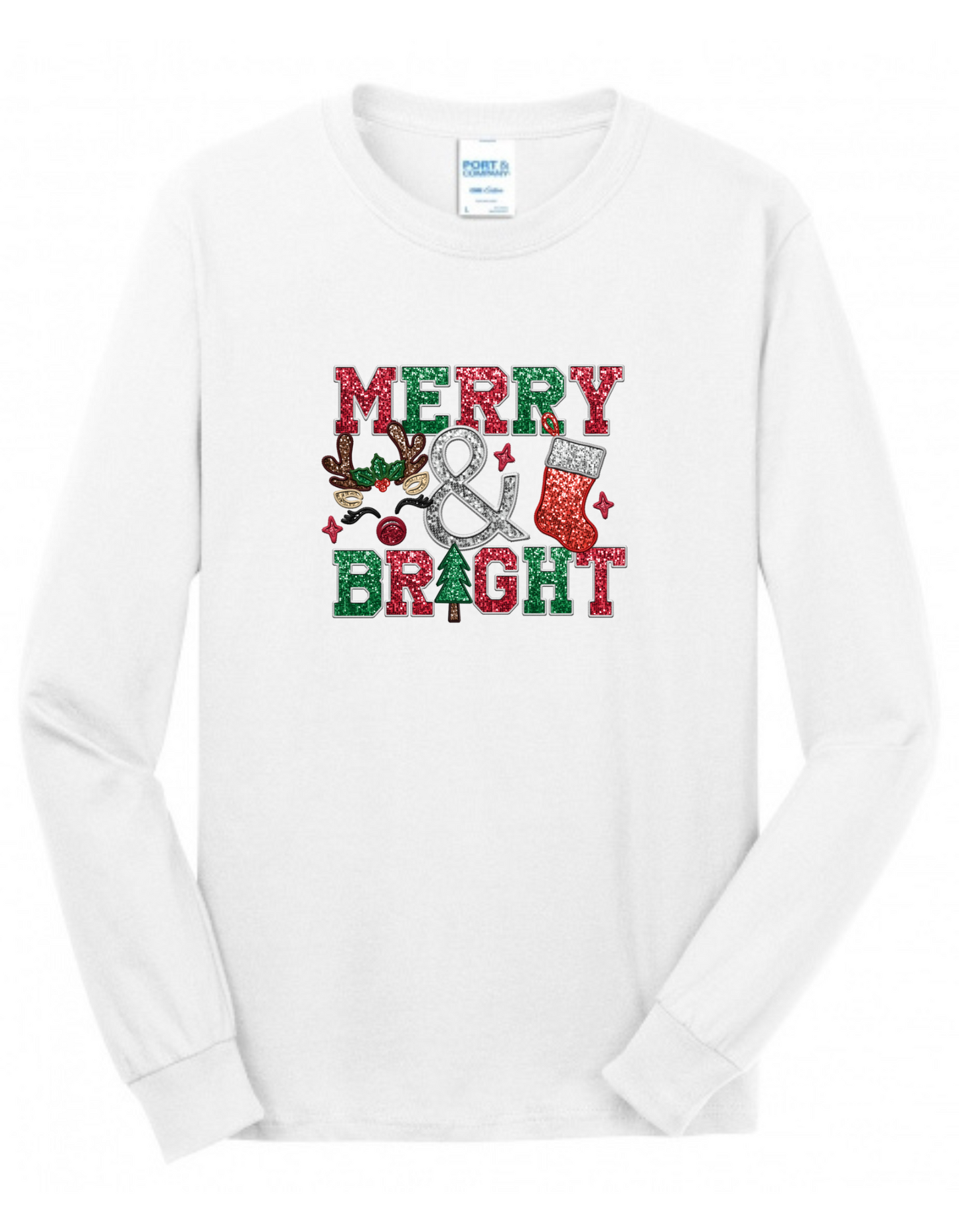 Faux Sequin Merry and Bright