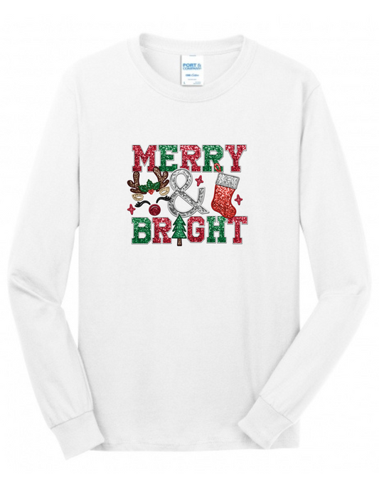 Faux Sequin Merry and Bright