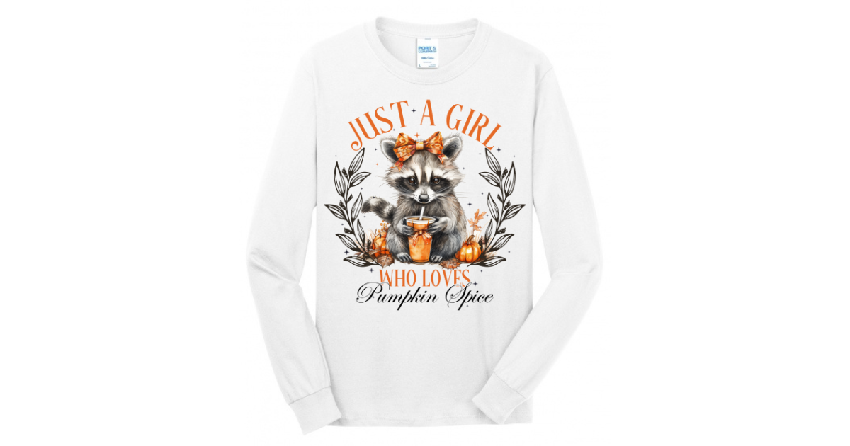 Just A Girl Who Loves Pumpkin Spice Racoon Shirt